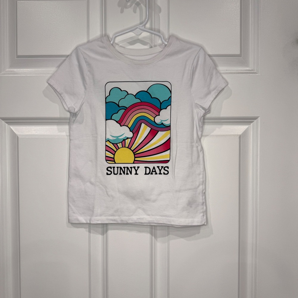 Garanimals Girls White Sunny Days Rainbow Sun Graphic‎ T-Shirt Size 5T